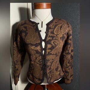 Vintage Chocolate Paisley Button up cardigan